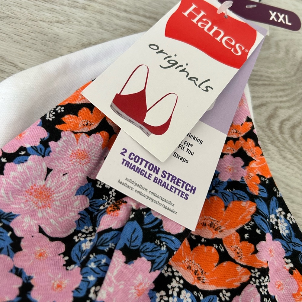 Hanes Floral Triangle Bralette Set